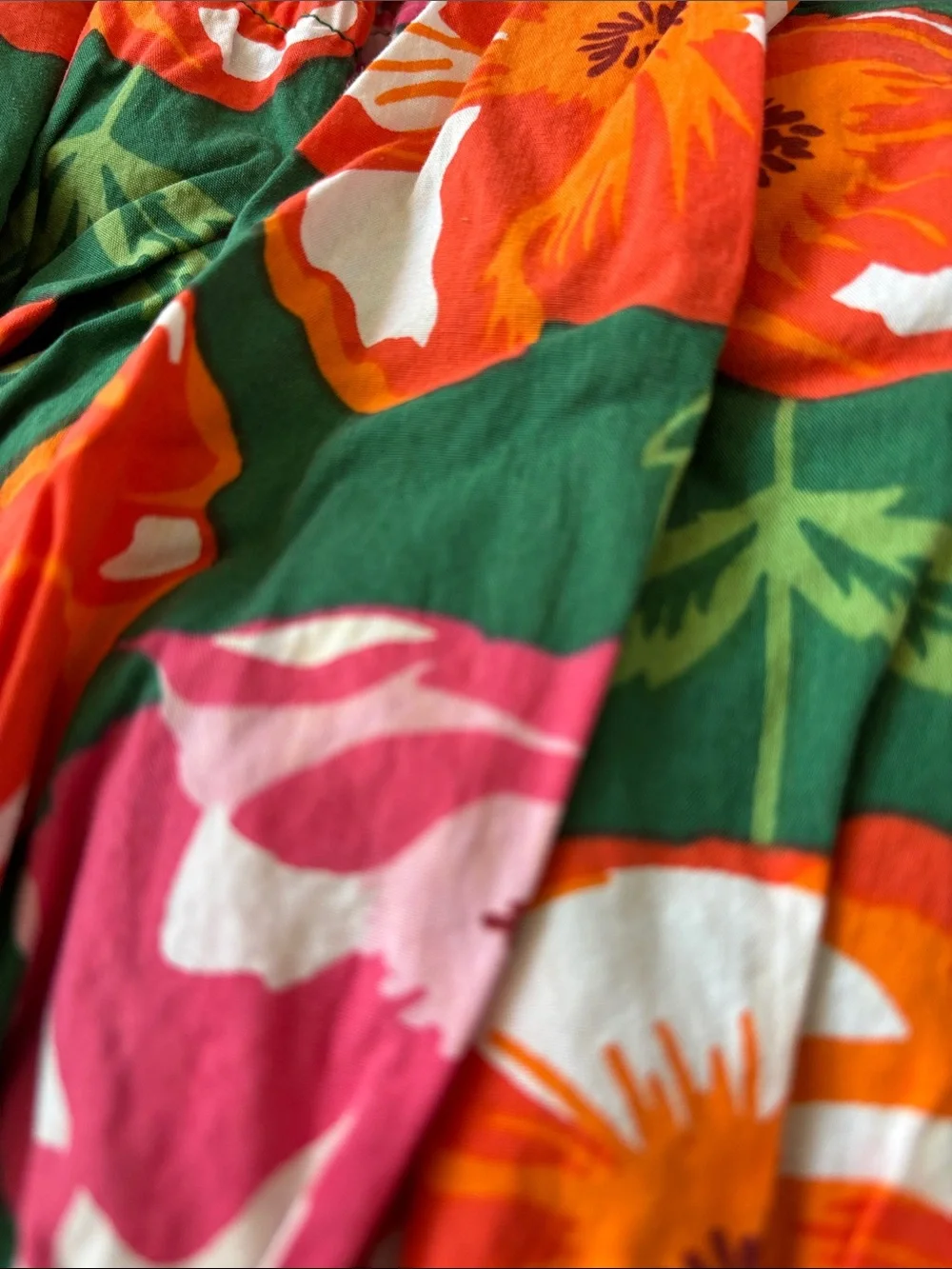 Pink Chicken Green Floral Tiered Sundress with Pink and Orange Blooms